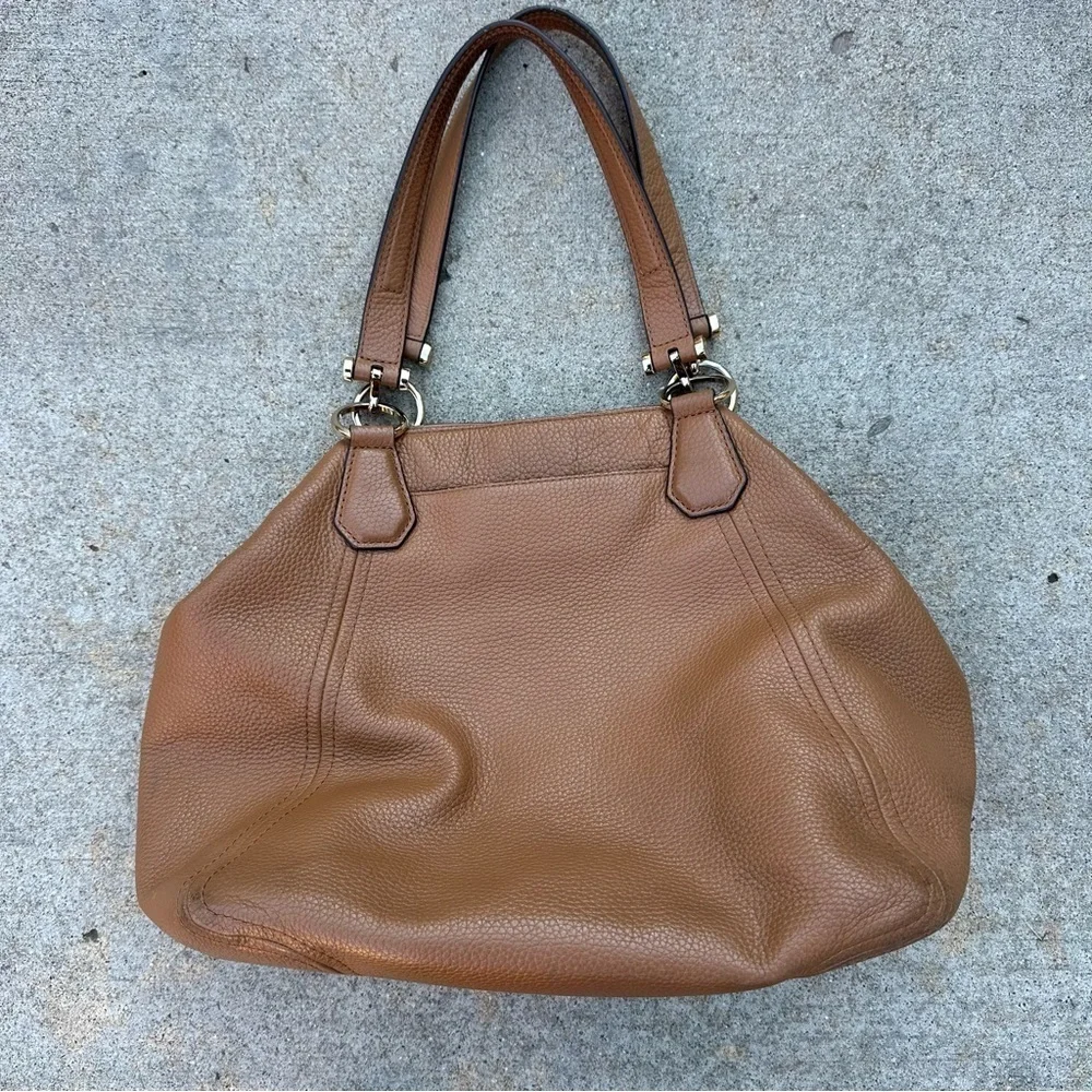 Michael Kors Frances Large Pebbled Leather Grab Bag in Acorn No Tassel READ